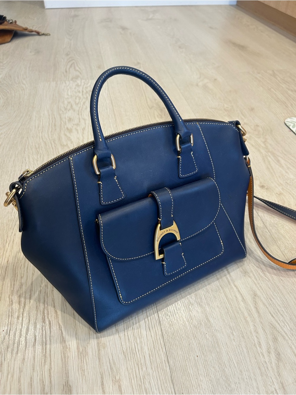 Dooney & Bourke Navy Leather Satchel Bag - Picture 3 of 9
